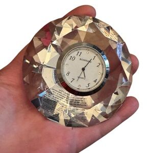 Bowring Crystal gem glass faceted Desk Clock